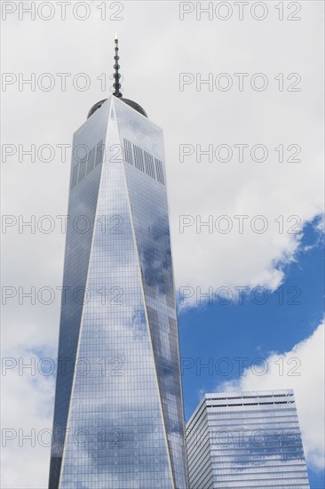 Low angle view of One World Trade Center against sky