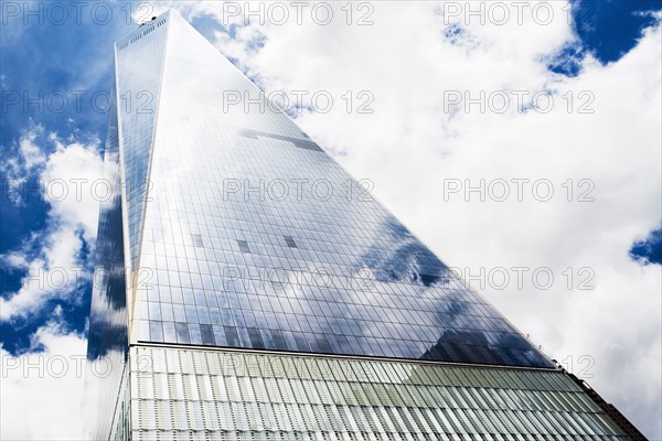 Low angle view of One World Trade Center against sky