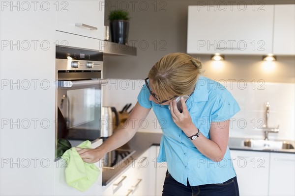 Woman cleaning house