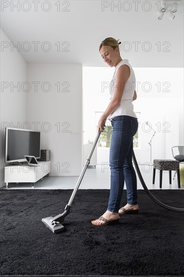 Woman cleaning house