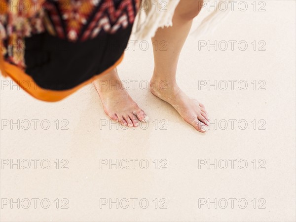 View of female legs on sand