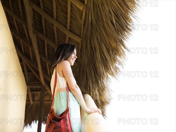 Woman standing on steps