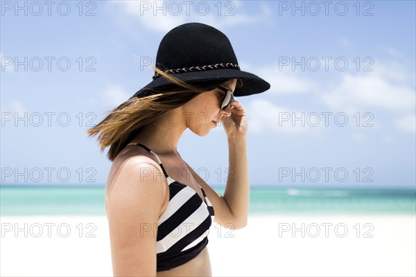 Woman on tropical beach