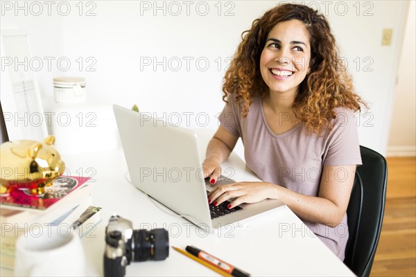 Woman using laptop