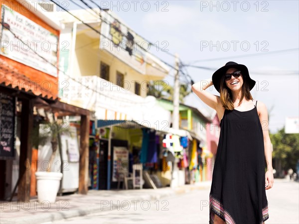 Woman standing in street