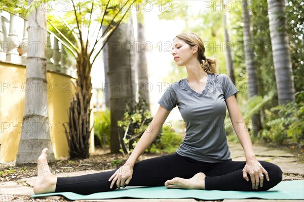 Woman practicing yoga