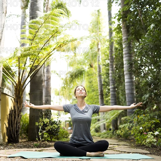 Woman practicing yoga