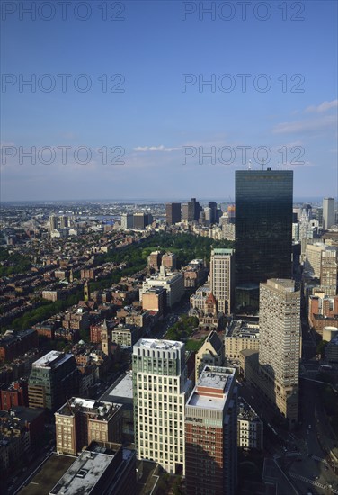 Elevated view of downtown city