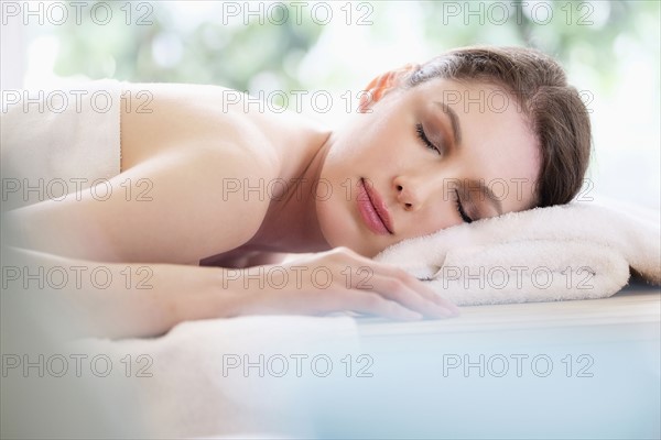 Portrait of beautiful woman in spa.