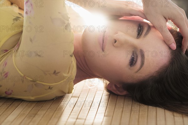 Portrait of beautiful woman with brown hair.