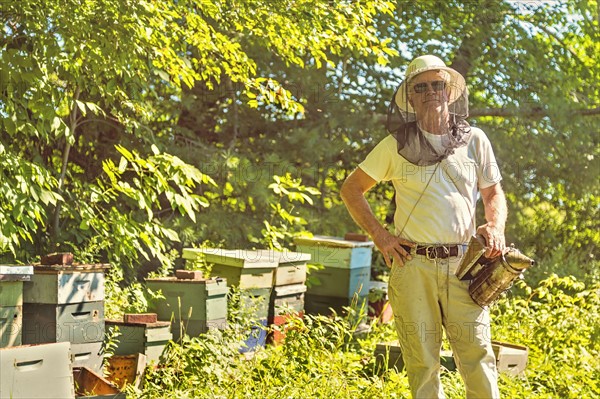 Hope, Portrait of beekeeper in protective mask