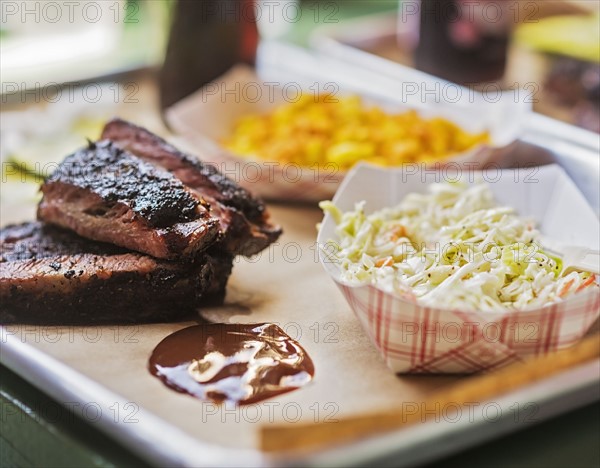 Grilled meat and salad