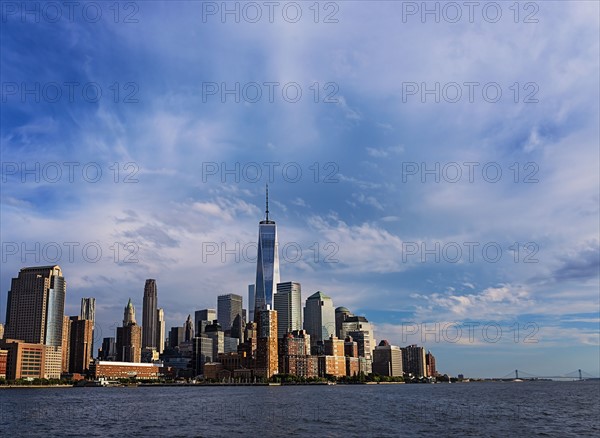 Financial district of lower Manhattan and Hudson River