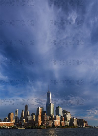 Financial district of lower Manhattan and Hudson River