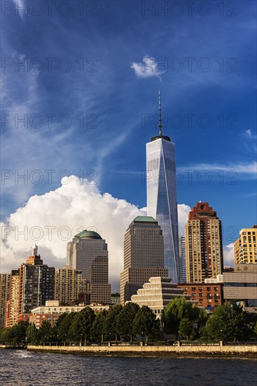 Financial district of lower Manhattan and Hudson River