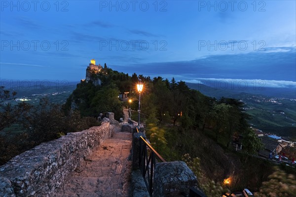 Fortified wall with Cesta Tower in background