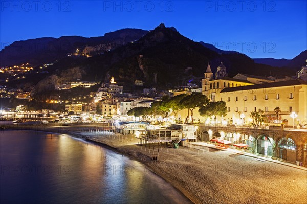 Coastal town at night