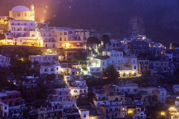 Aerial view of town at sunrise