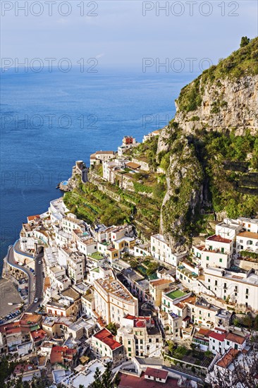 Aerial view of coastal town