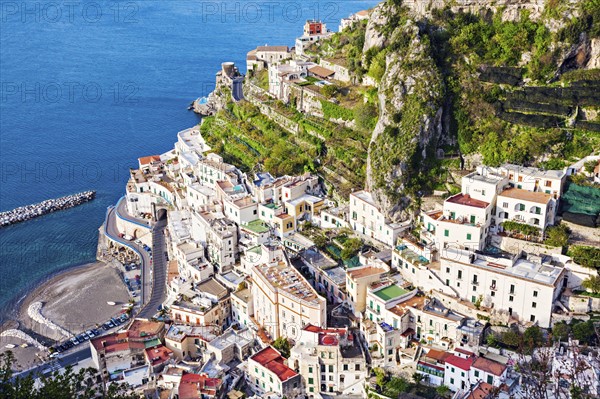 Aerial view of coastal town