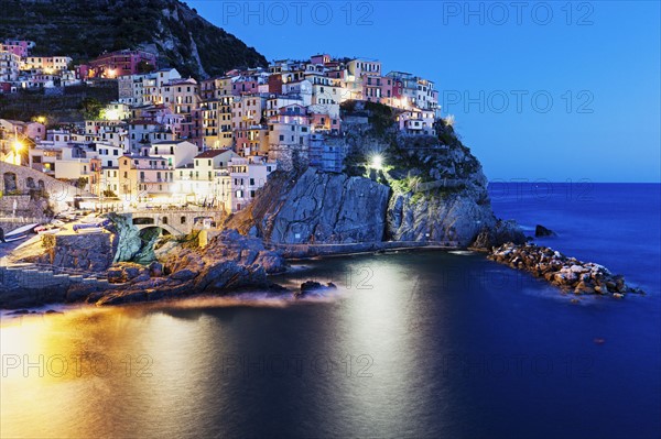 Coastal town at night