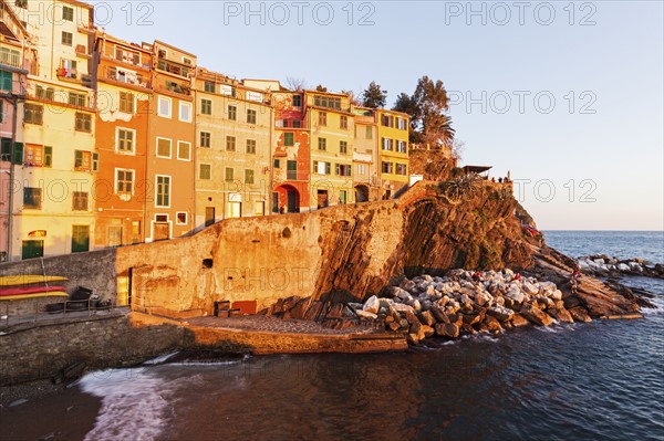 Coastal town at sunset