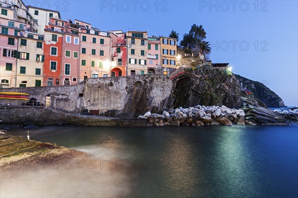 Coastal town at night