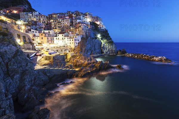 Coastal town at night