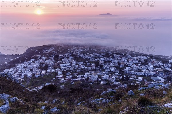 Town at sunset