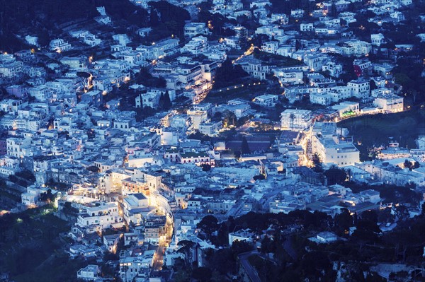 Elevated view of town at night