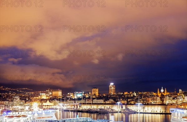 Old town in Genoa across harbor