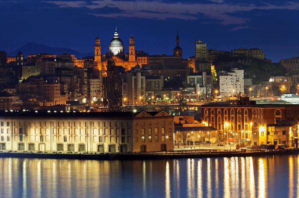 Old town in Genoa across harbor