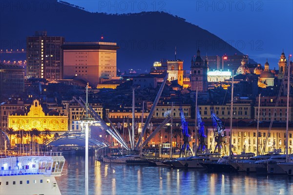 Old town in Genoa across harbor