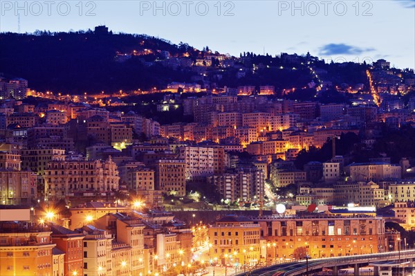 Illuminated cityscape at sunrise