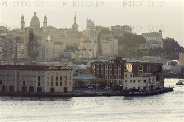 Old town in Genoa across harbor