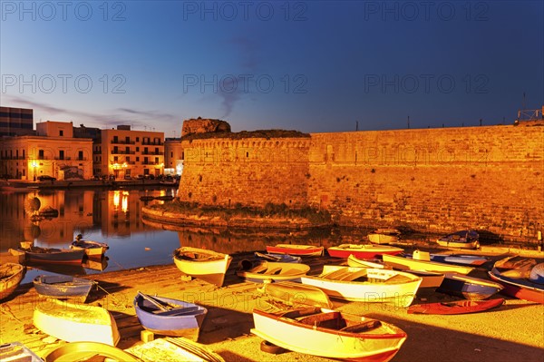 Marina and Castello Angiono at sunrise