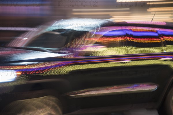 Reflection in car at night