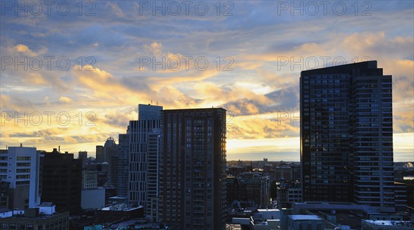 Romantic sky over city