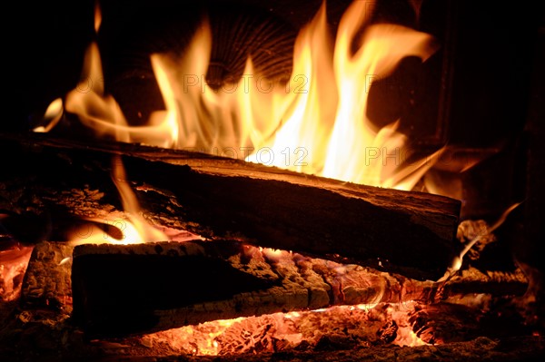 Close-up of fireplace.