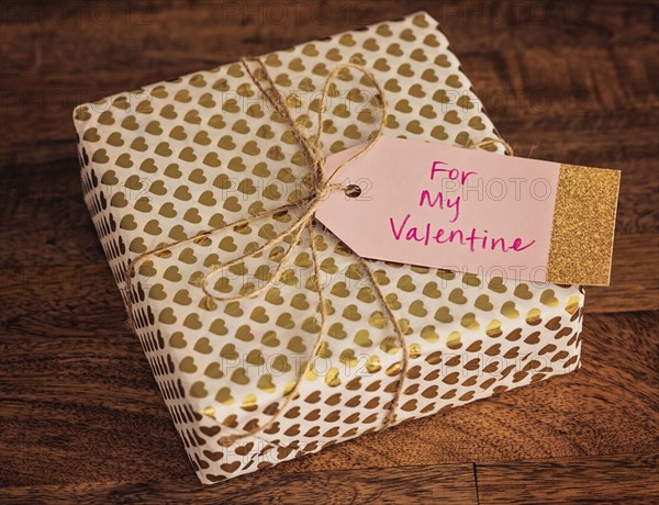 Wrapped gift for Valentine's Day