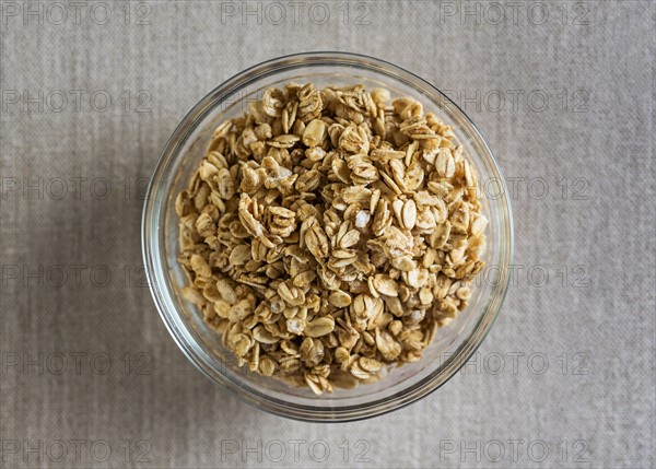 Granola in glass bowl