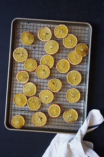 Slices of orange on cooling rack