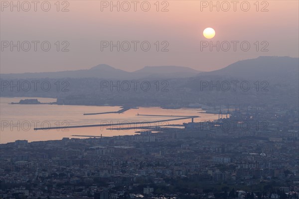 Sunset over city