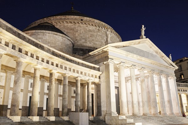 San Francesco di Paola Church on Piazza Plebiscito at night