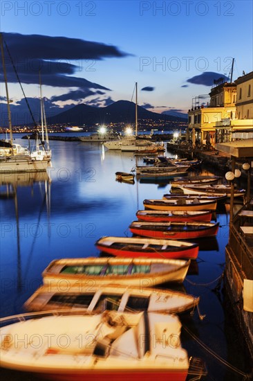 Colorful boats in city marina