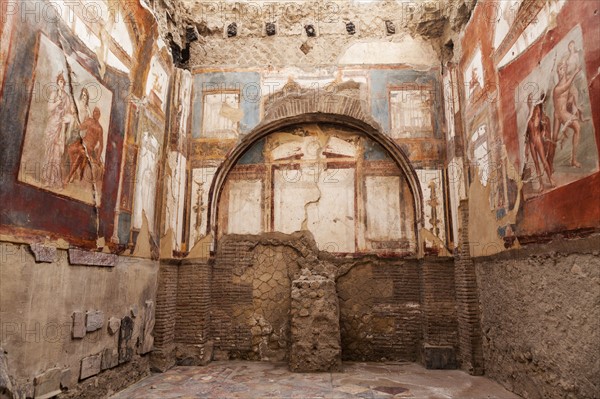 Old mural on walls of ruins of Herculaneum