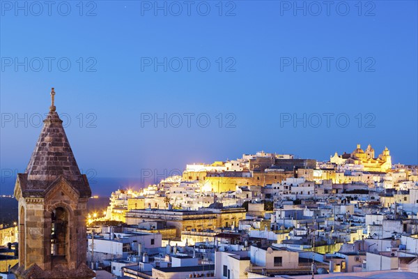 Illuminated townscape at dusk