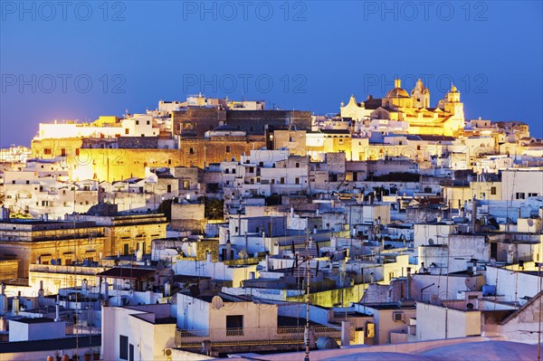 Illuminated townscape at dusk