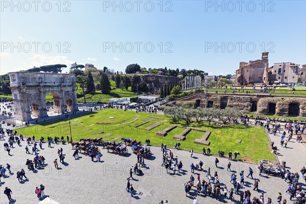 Ruins of Arch of Constantine under blue sky