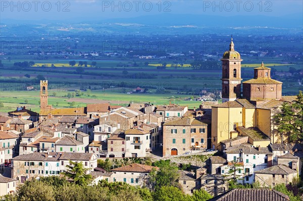 Townscape with bell tower of church